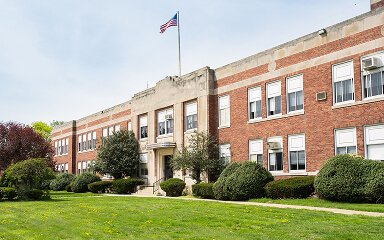 A school building.